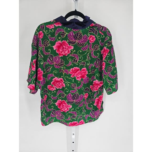 Vtg Victorias Secret Gold Label Sz M Short Sleeve Button Up Floral Sleep Shirt - Picture 5 of 5